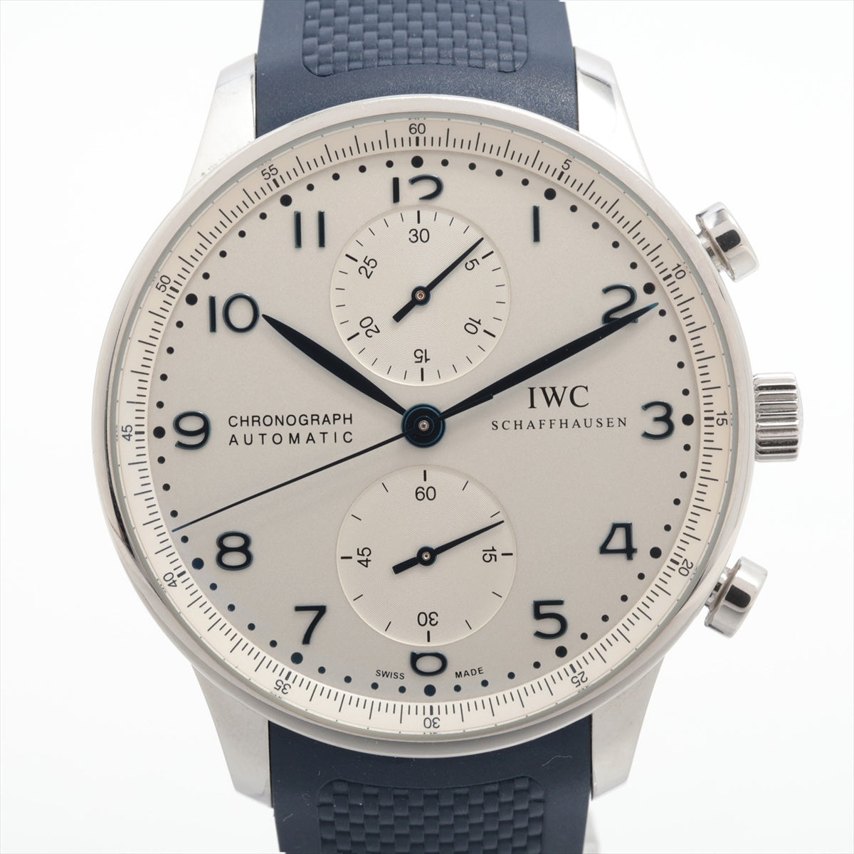 IWC ポルトギーゼ クロノグラフ IW371446 SS×ラバー AT シルバー文字盤