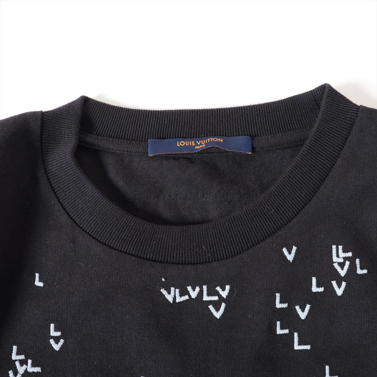 ルイヴィトン LVロゴ 22AW コットン Tシャツ M メンズ ブラック  RM222M LVスプレッドエンブロイダリー