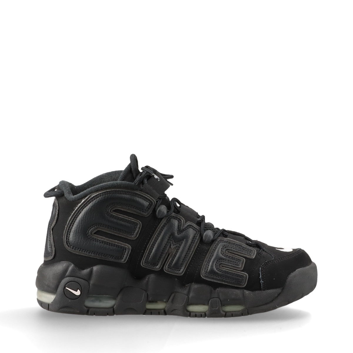 ナイキ×シュプリーム AIR MORE UPTEMPO レザー ハイカットスニーカー 27cm メンズ ブラック 902290-001