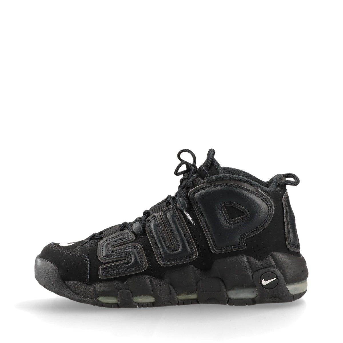 ナイキ×シュプリーム AIR MORE UPTEMPO レザー ハイカットスニーカー 27cm メンズ ブラック 902290-001