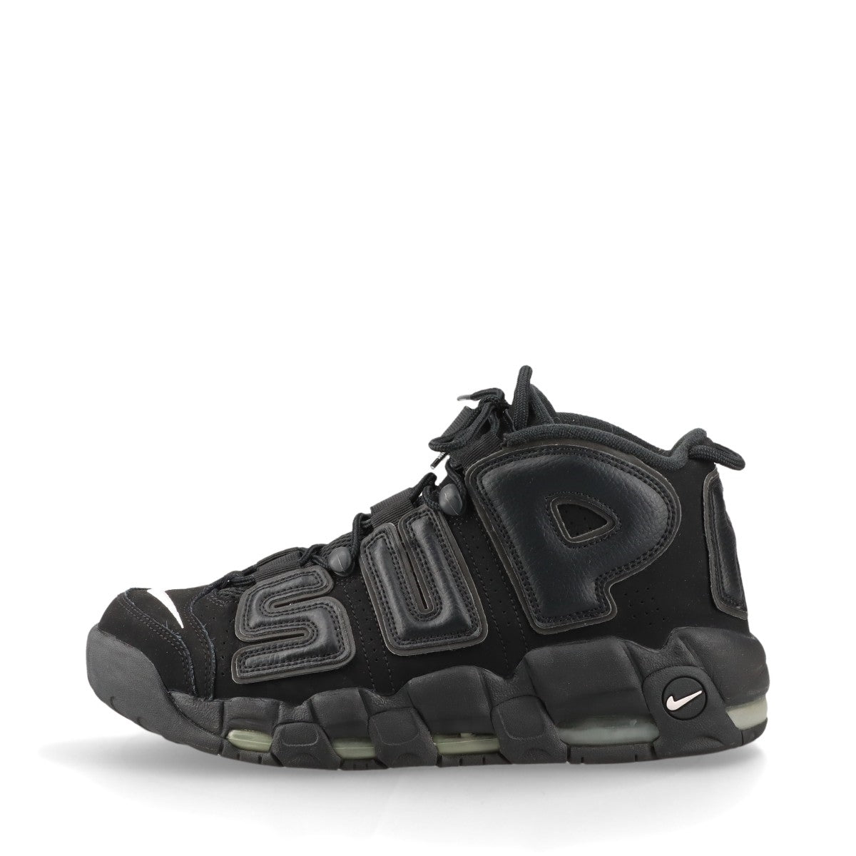 ナイキ×シュプリーム AIR MORE UPTEMPO レザー ハイカットスニーカー 27cm メンズ ブラック 902290-001