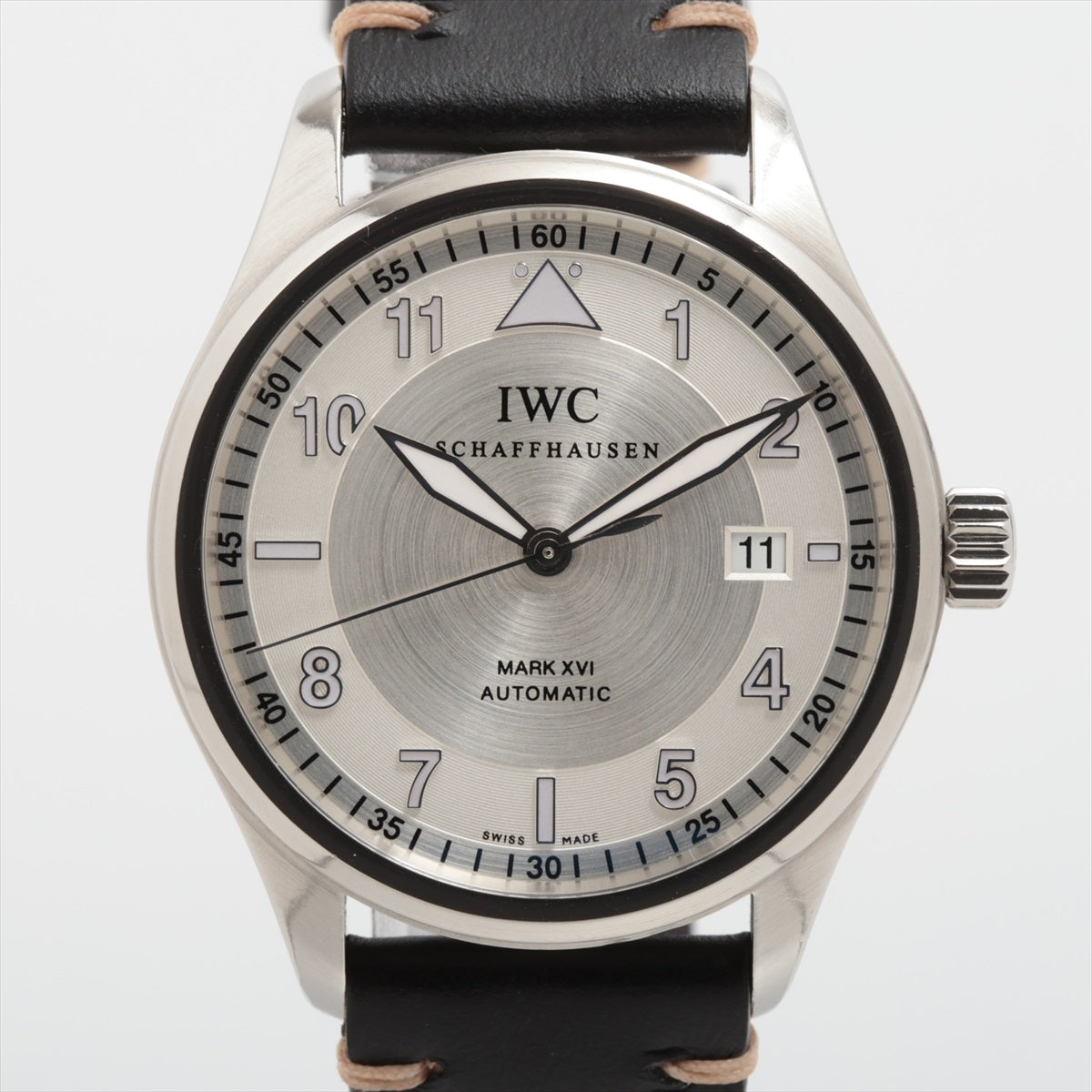 IWC スピットファイア IW325502 SS×社外革 AT シルバー文字盤