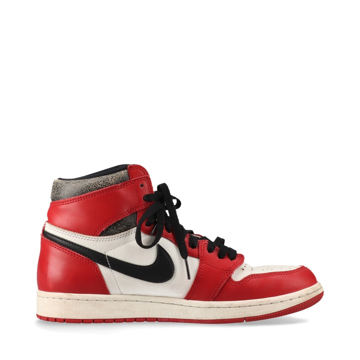 ナイキ AIR JORDAN 1 RETRO HIGH OG レザー ハイカットスニーカー 27cm メンズ ホワイト×レッド DZ5485-612 シカゴ ロスト&ファウンド ヴィンテージ加工