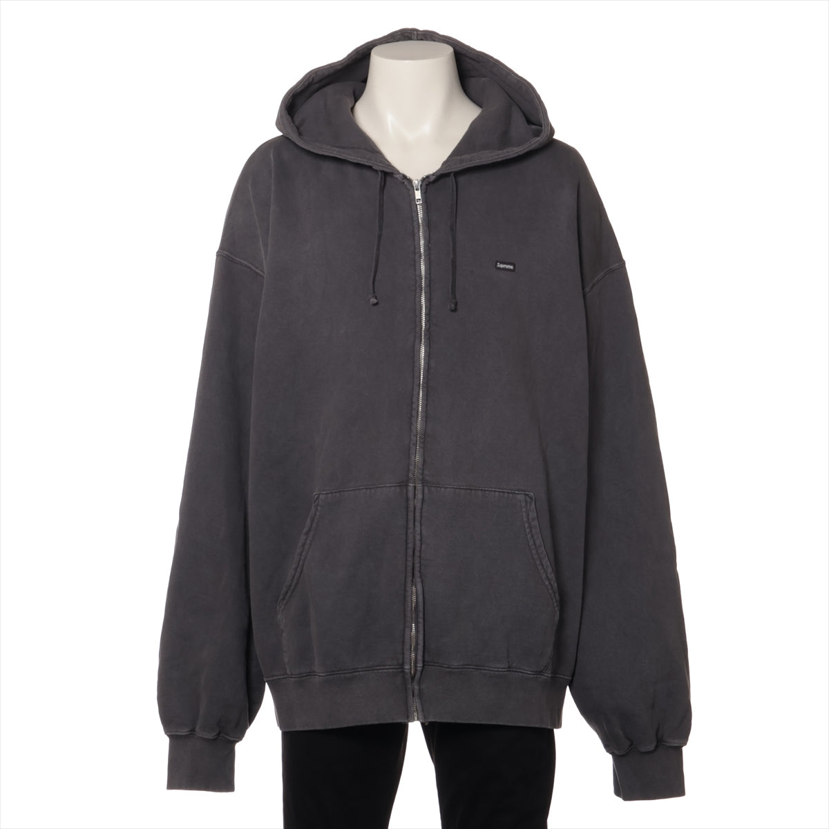 シュプリーム 24SS コットン×ポリエステル パーカー XXL メンズ グレー  Overdyed Small Box Zip Up Hooded Sweatshirt