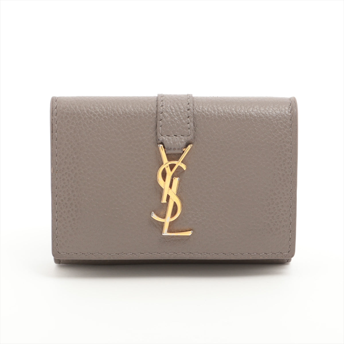 サンローラン モノグラム YSL レザー コンパクトウォレット グレー