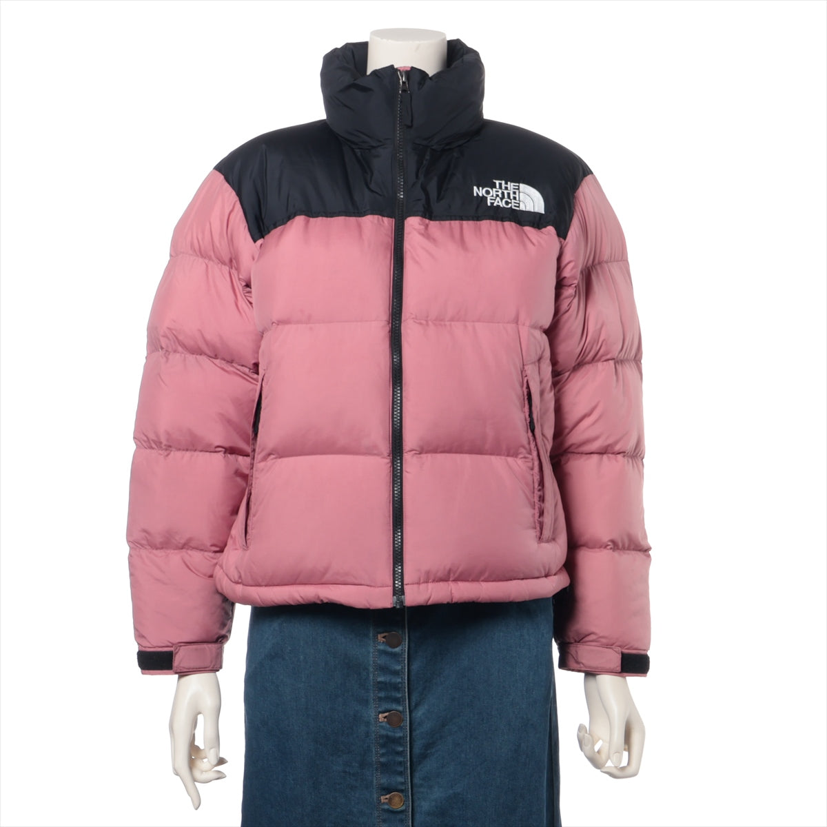 ノースフェイス ナイロン ダウンジャケット M レディース ブラック×ピンク  NDW91952 SHORT NUPTSE JACKET