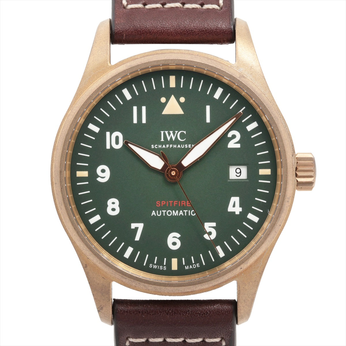 IWC パイロットウォッチ スピットファイア IW326802 ブロンズ×革 AT グリーン文字盤