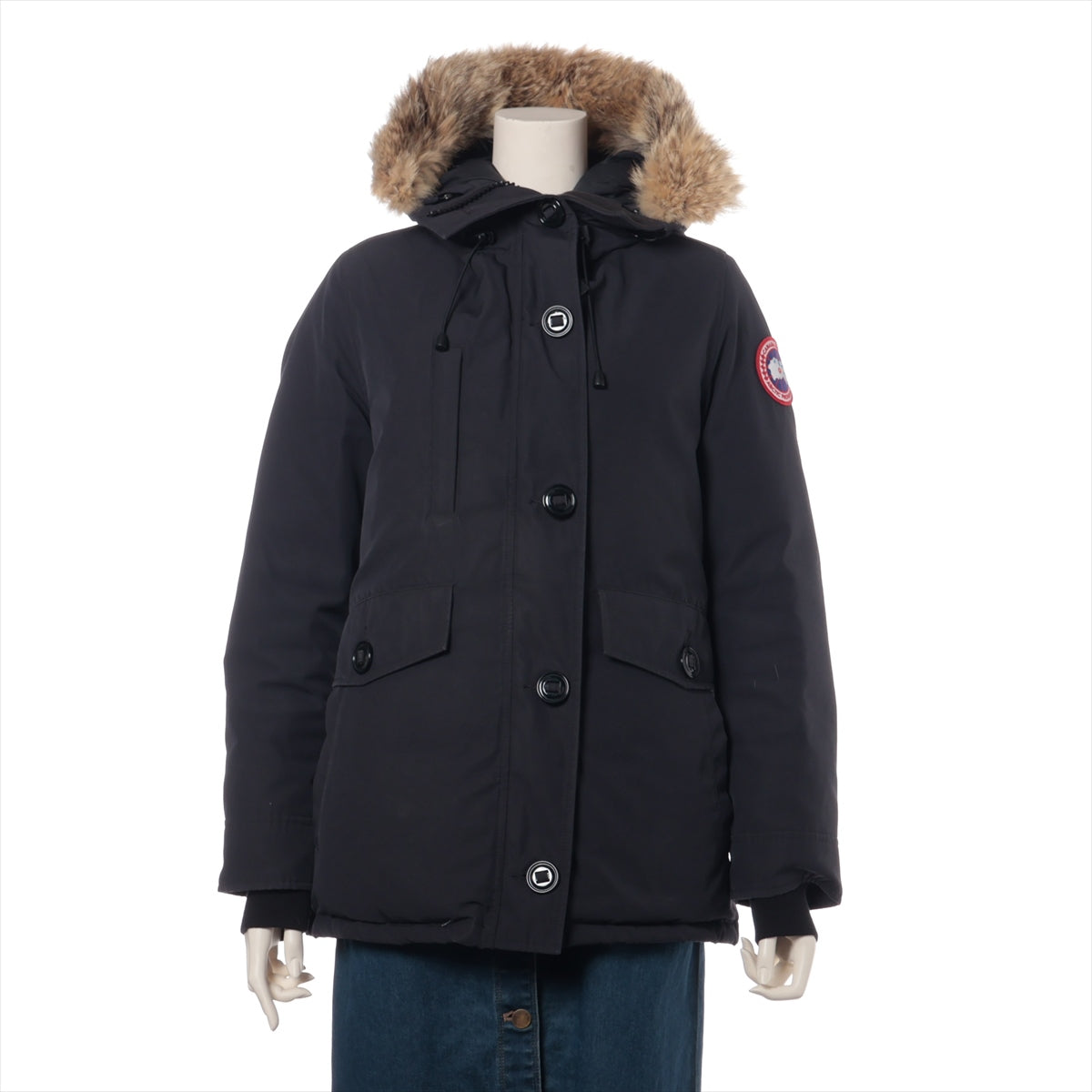 カナダグース CHARLOTTE PARKA コットン×ポリエステル ダウンジャケット S/P レディース ブラック  2300JL サザビー ファー取り外し可 穴有