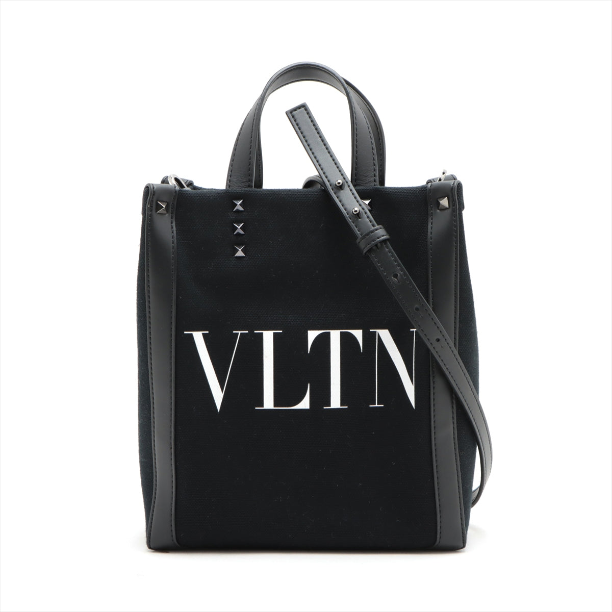 ヴァレンティノガラヴァーニ VLTN キャンバス×レザー 2WAYハンドバッグ ブラック