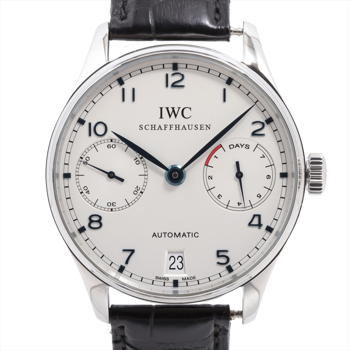 IWC ポルトギーゼ オートマティック IW500107 SS×革 AT シルバー文字盤