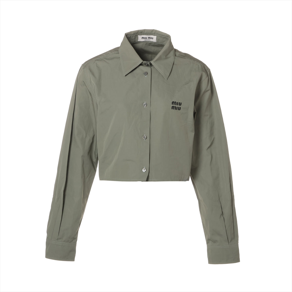 ミュウミュウ 23年 コットン シャツ 38 レディース カーキ  MK1757 クロップド Poplin shirt