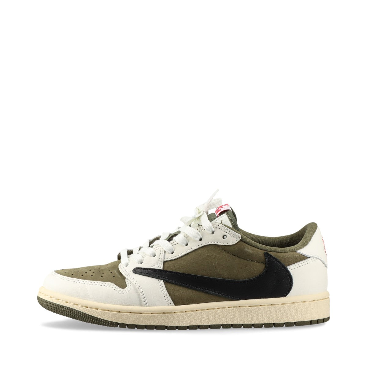 ナイキ×トラヴィススコット AIR JORDAN 1 LOW OG SP レザー×スエード スニーカー 25.5cm レディース ホワイト×カーキ DM7866-200 替え紐2種 箱あり