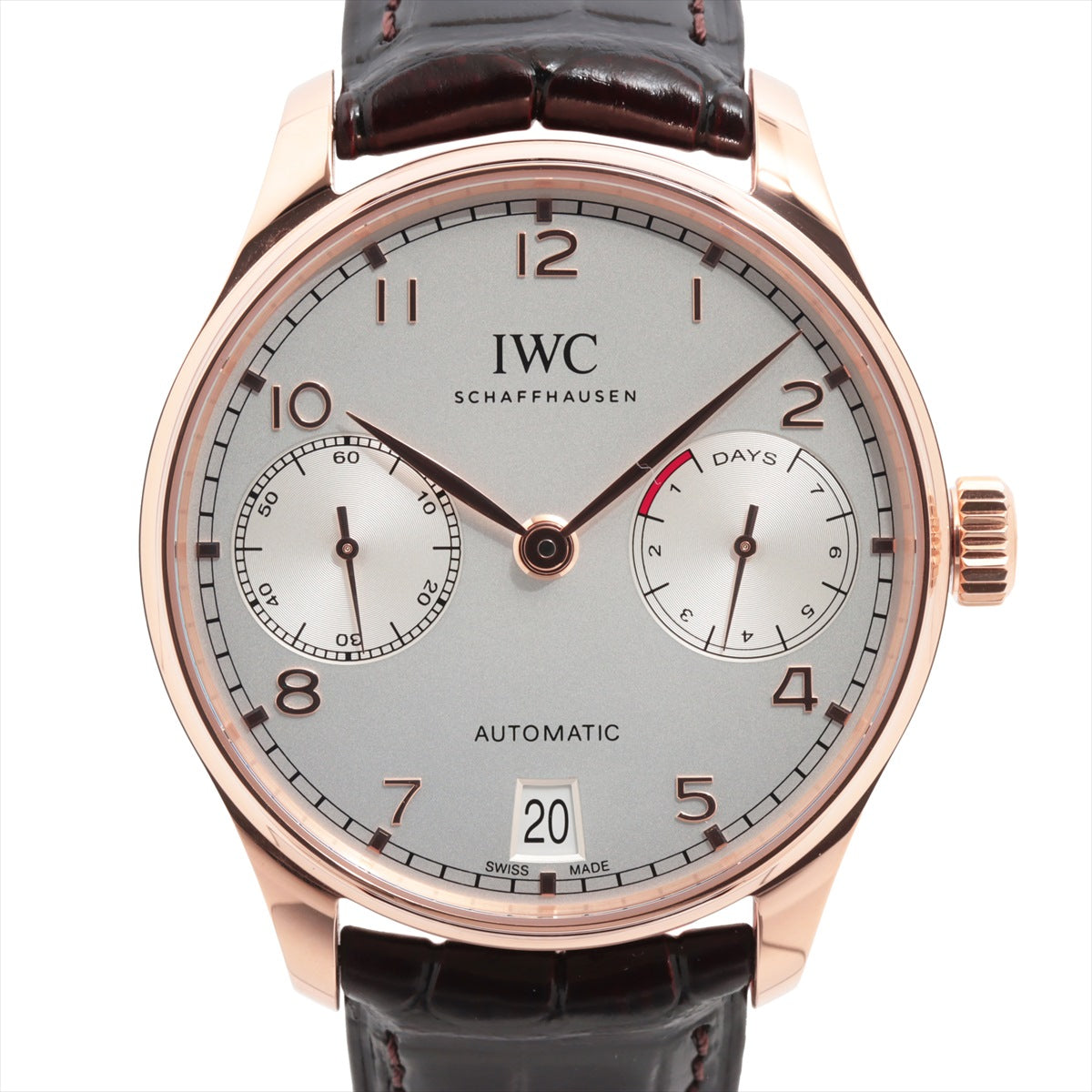 IWC ポルトギーゼ オートマティック IW500701 RG×革 AT シルバー文字盤