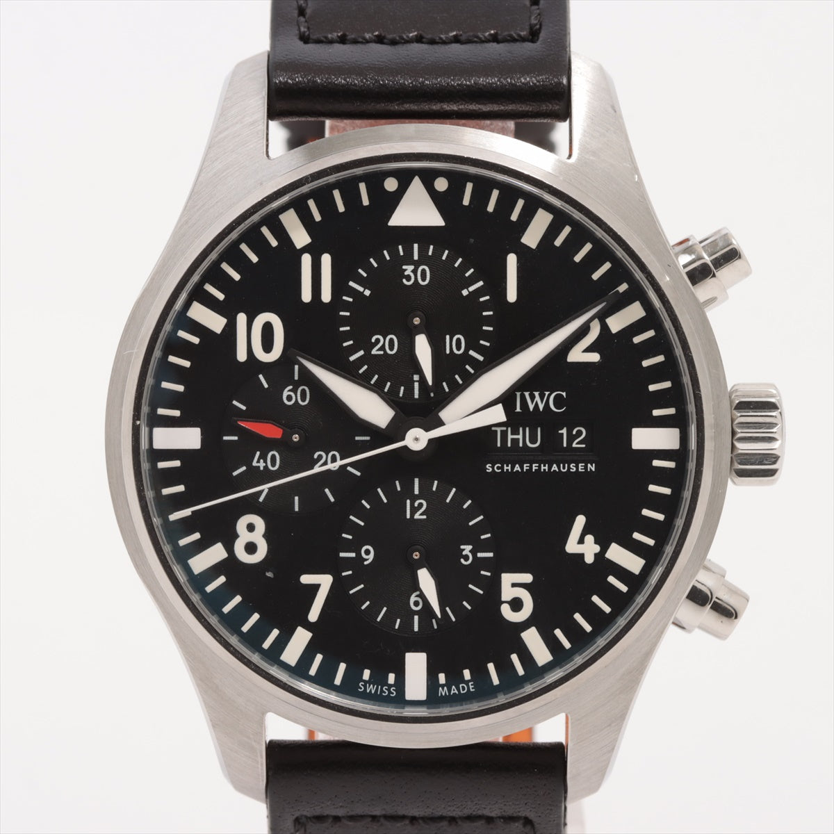 IWC パイロットウォッチ IW377709 SS×革 AT 黒文字盤