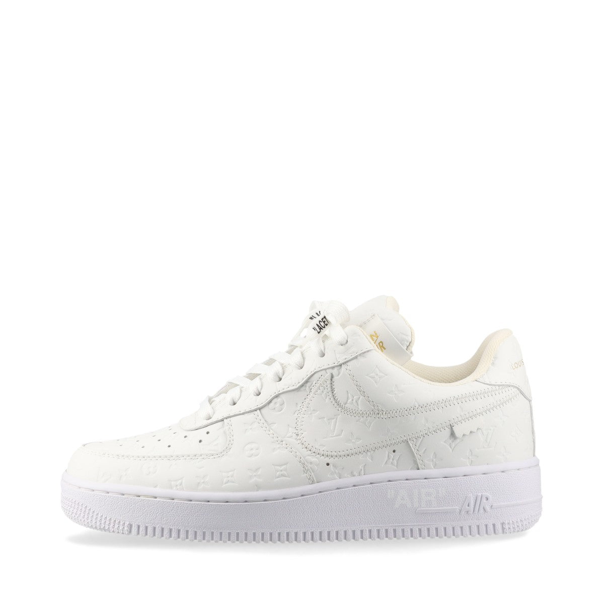 ルイヴィトン×ナイキ AIR FORCE 1 22年 レザー スニーカー 6.5 ユニセックス ホワイト LD0212 モノグラム 替え紐 ショルダーベルト ストラップ 箱 保存袋あり