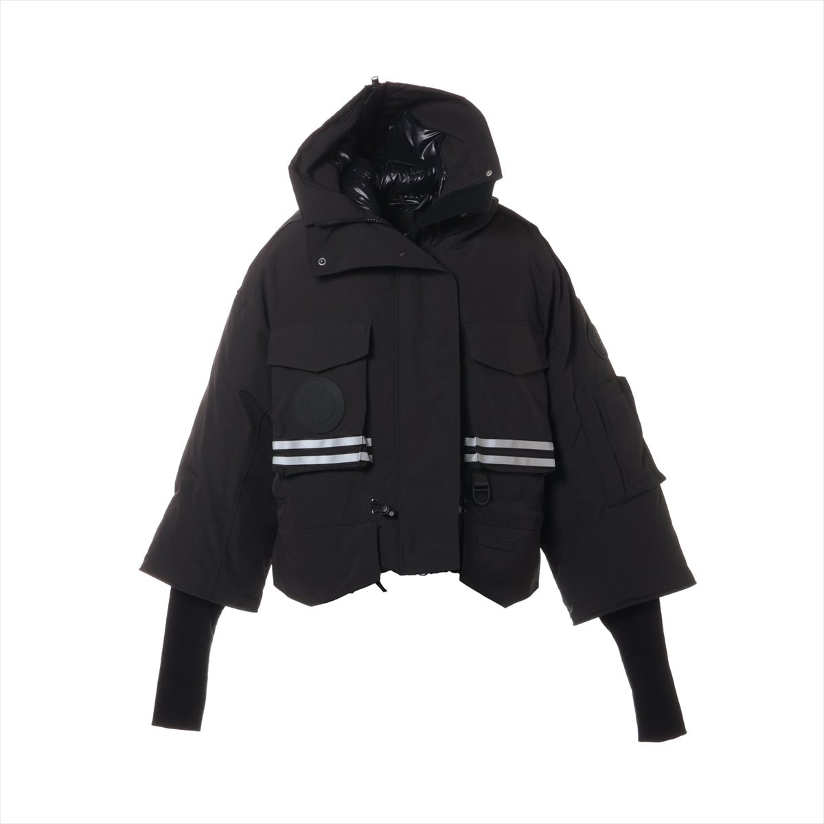 カナダグース×エンジェルチェン Cropped Snow Mantra Parka コットン×ポリエステル ダウンジャケット XS TP レディース ブラック  8800LC 変形デザイン