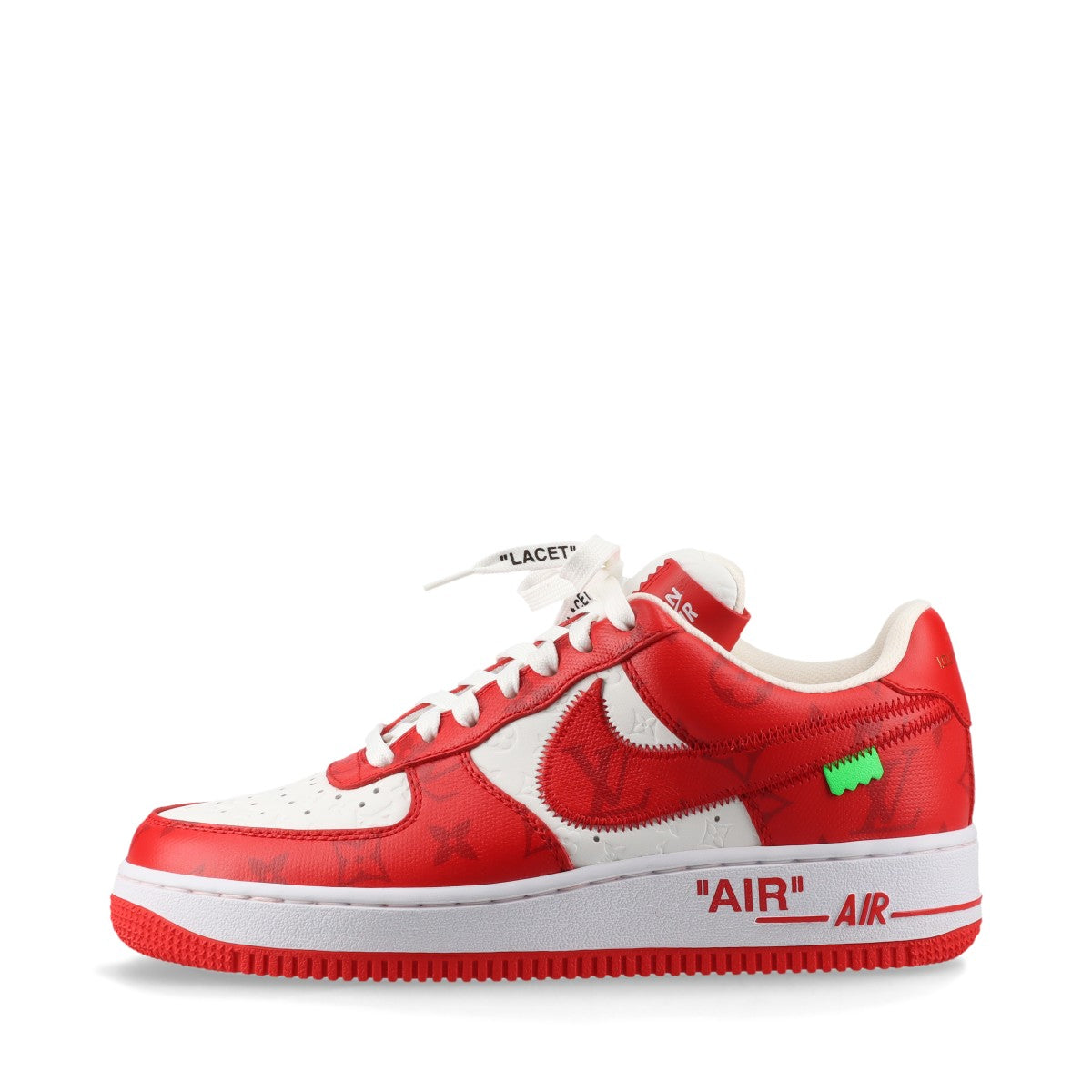 ルイヴィトン×ナイキ AIR FORCE 1 LOW 22年 レザー スニーカー 6 ユニセックス レッド×ホワイト LD0232 モノグラム 替え紐2種 ショルダーベルト ストラップ 箱 保存袋あり