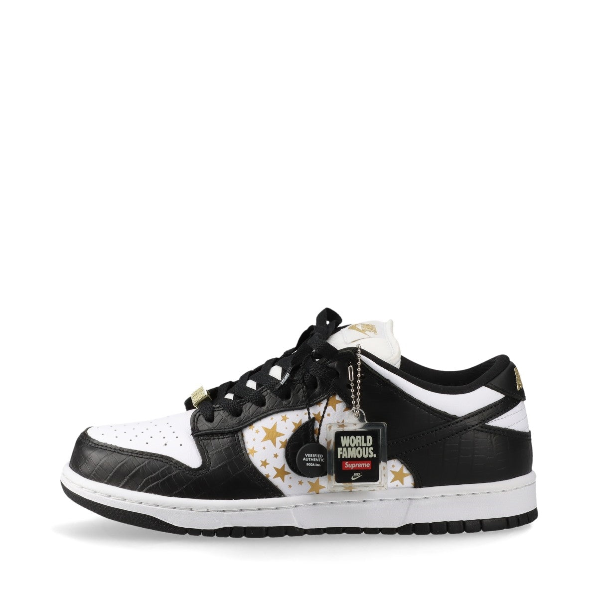 ナイキ×シュプリーム レザー スニーカー 26.5cm メンズ ホワイト×ブラック DH3228-102 DUNK LOW OG QS GOLD STAR