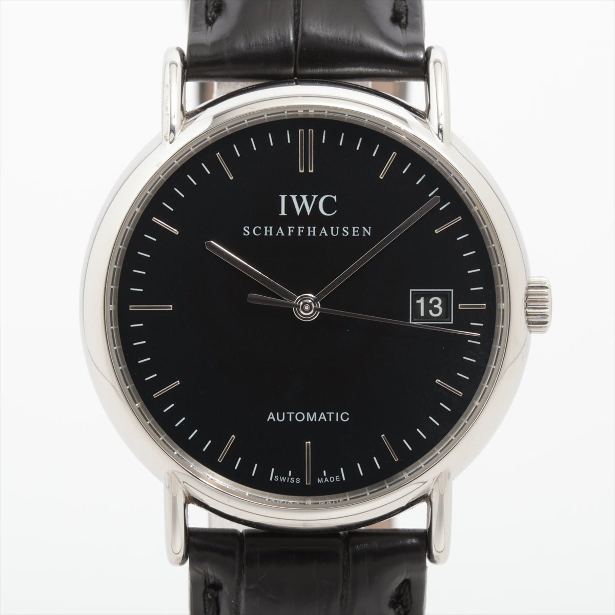 IWC ポートフィノ IW353306 SS×社外革 AT 黒文字盤