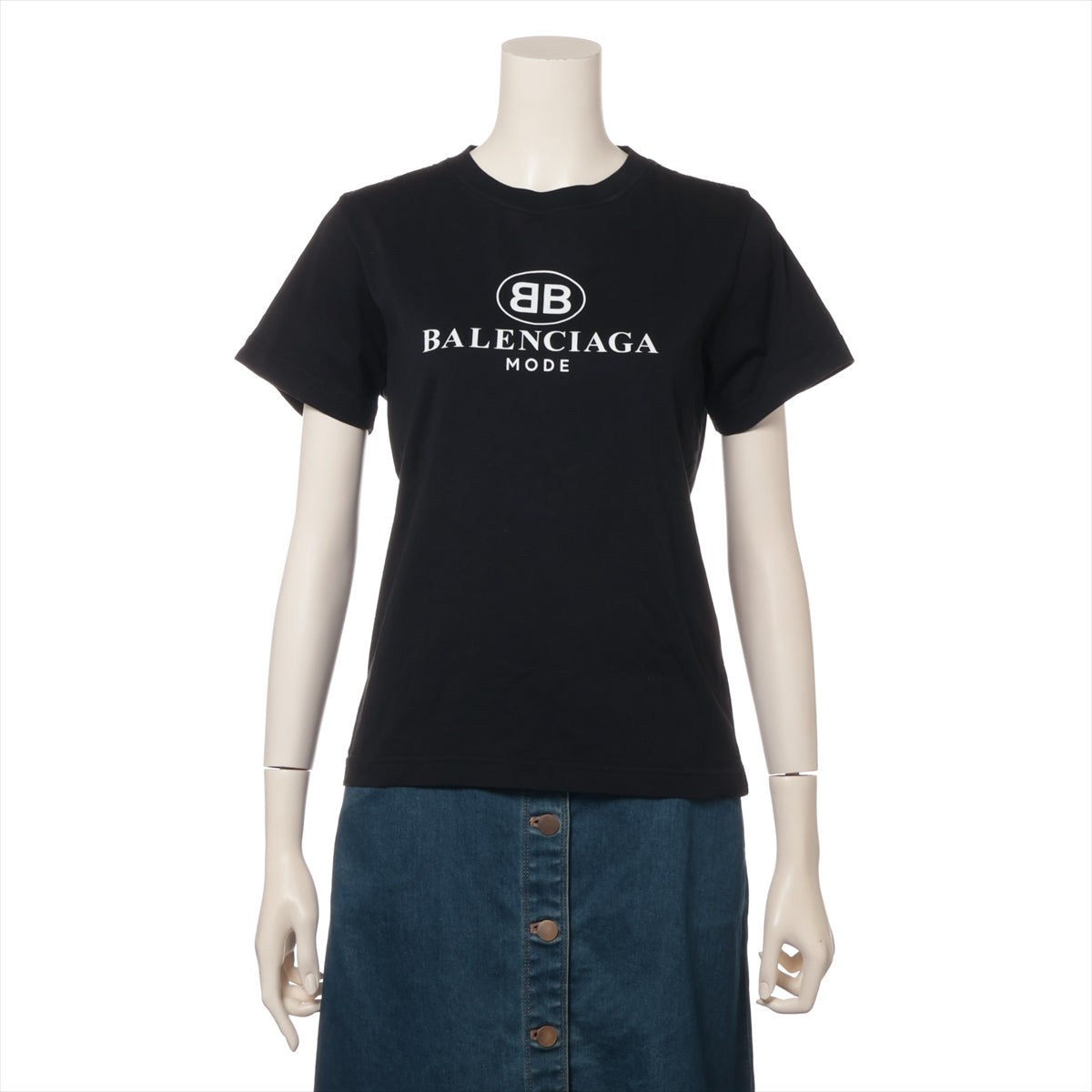 バレンシアガ BB 17年 コットン Tシャツ L レディース ブラック  504156