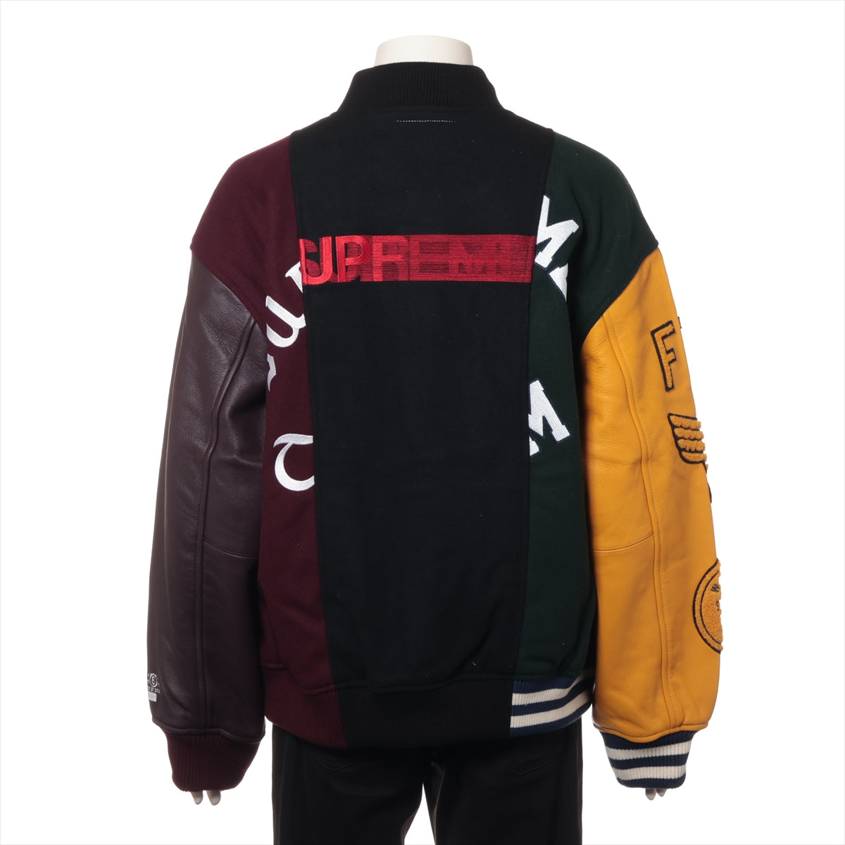 シュプリーム×MM6メゾンマルジェラ 24SS ウール×ナイロン ブルゾン XL メンズ マルチカラー  Split Varsity Jacket  毛羽立ち