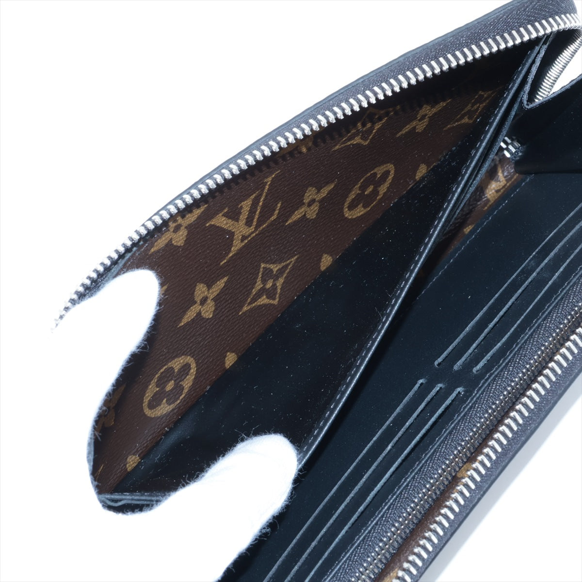 ルイヴィトン モノグラムマカサー ジッピードラゴンヌ M69407 ブラック×ブラウン ラウンドジップウォレット RFID反応あり