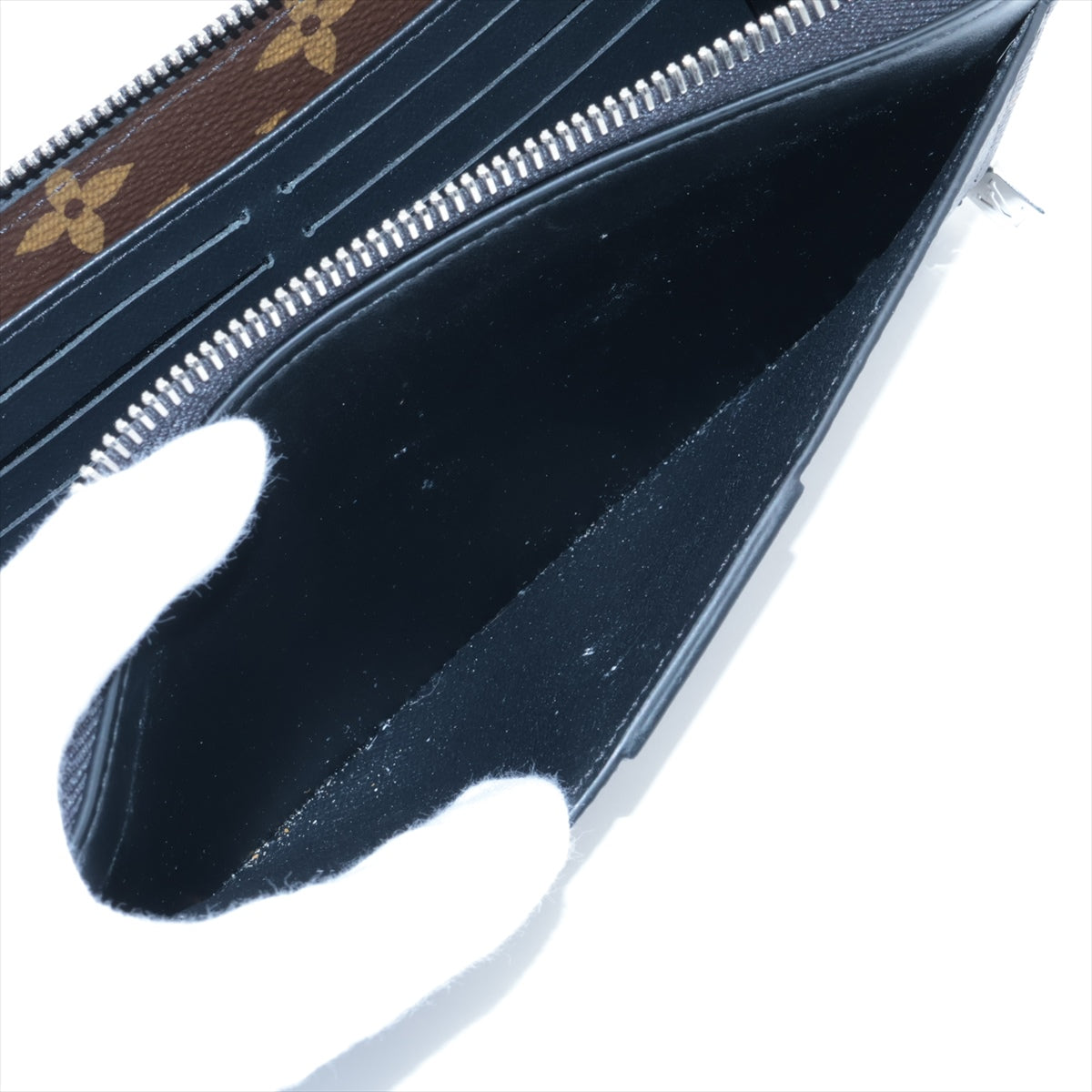 ルイヴィトン モノグラムマカサー ジッピードラゴンヌ M69407 ブラック×ブラウン ラウンドジップウォレット RFID反応あり