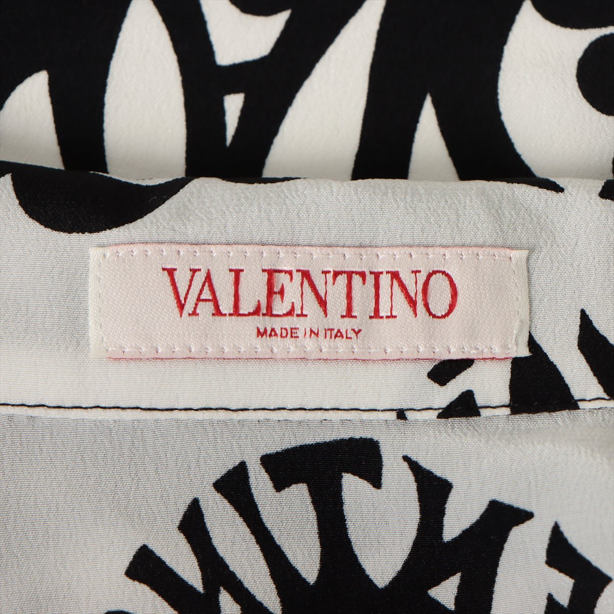 ヴァレンティノ シルク シャツ 48 メンズ ブラック×ホワイト