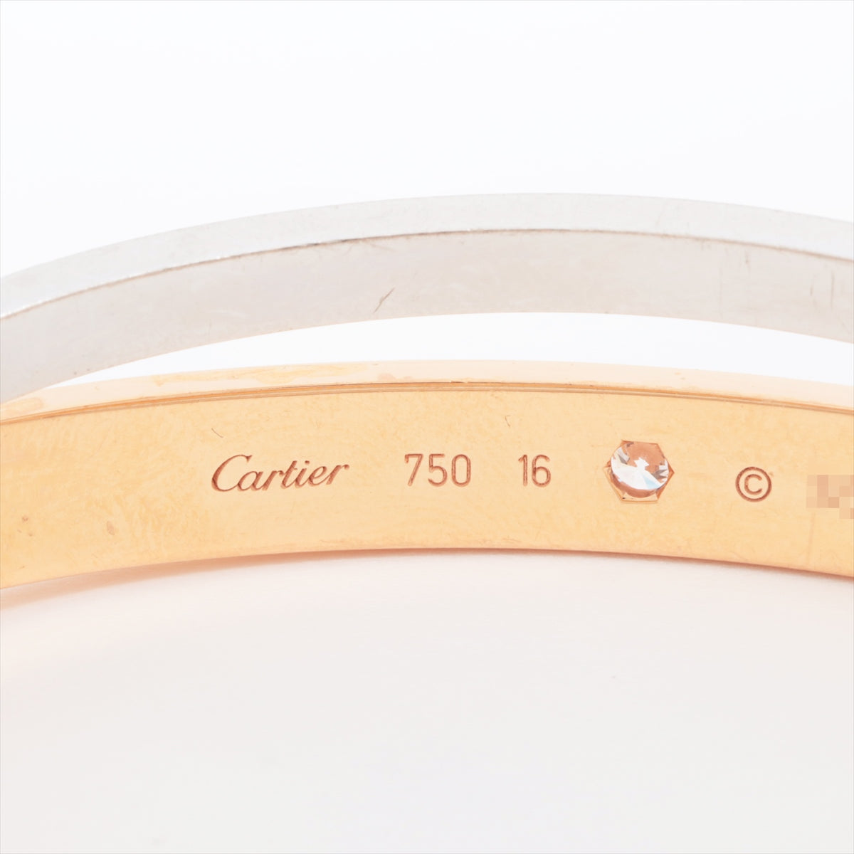 カルティエ ラブ ハーフ パヴェ ダイヤ ブレスレット 750(PG×WG) 45.8g 16