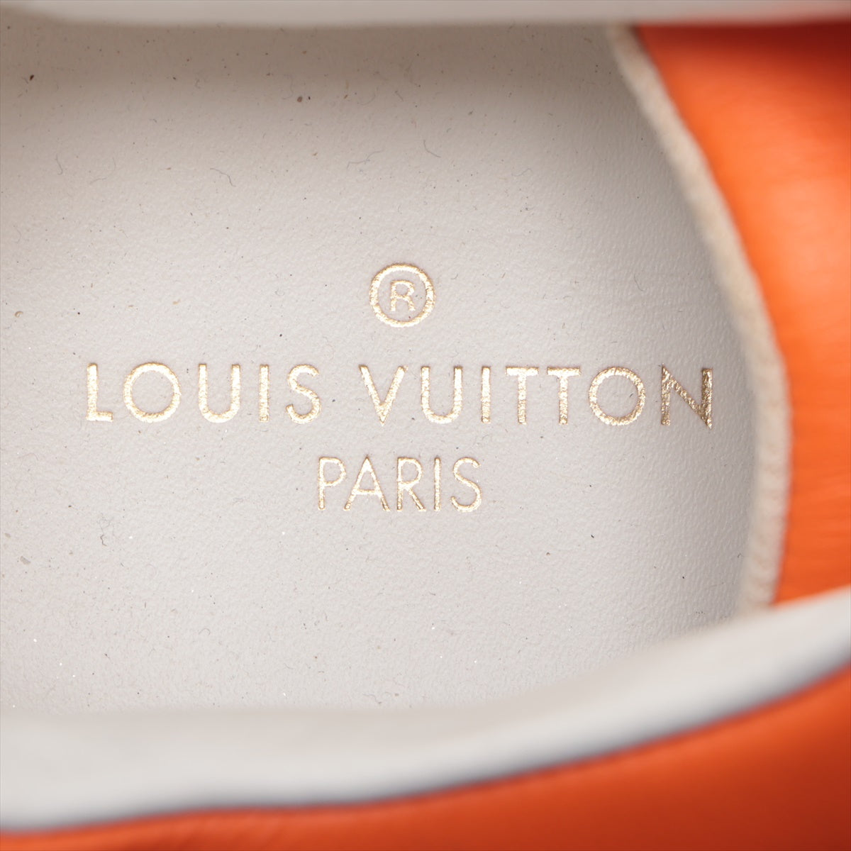 ルイヴィトン ルクセンブルグライン 20年 レザー スニーカー 6 メンズ ホワイト×オレンジ LD0260 ダミエ