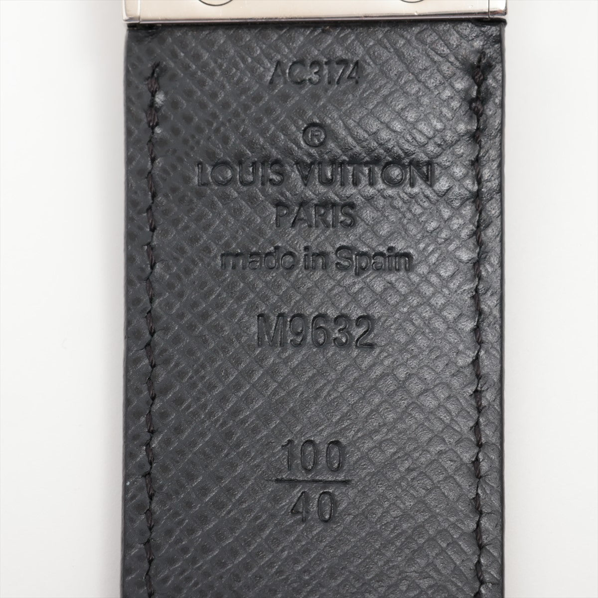 ルイヴィトン M9632 サンチュールアンヴァントゥール AC3174 ベルト 100/40 PVC×レザー ブラック