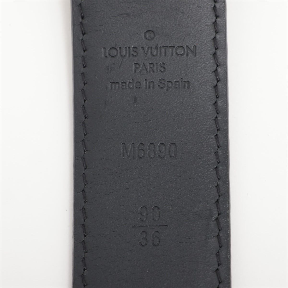 ルイヴィトン M6890 サンチュール LV CUT ベルト 90/36 PVC×レザー ノワール