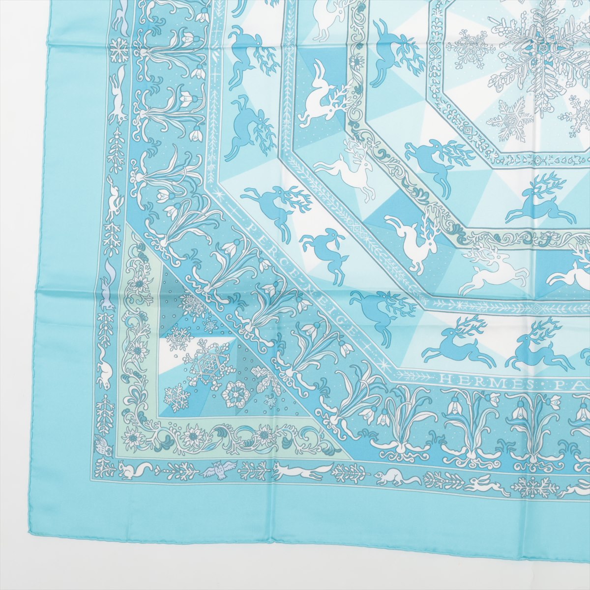 エルメス カレ90 cristal de glace スカーフ シルク ブルー