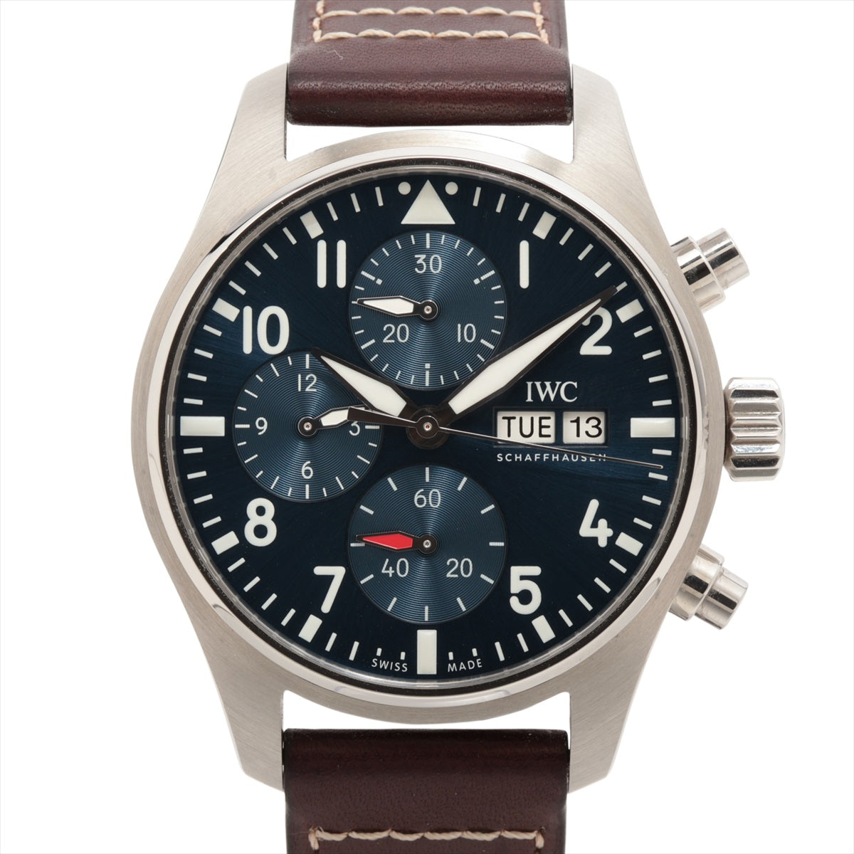 IWC パイロットウォッチ クロノグラフ 41 IW388101 SS×革 AT 青文字盤