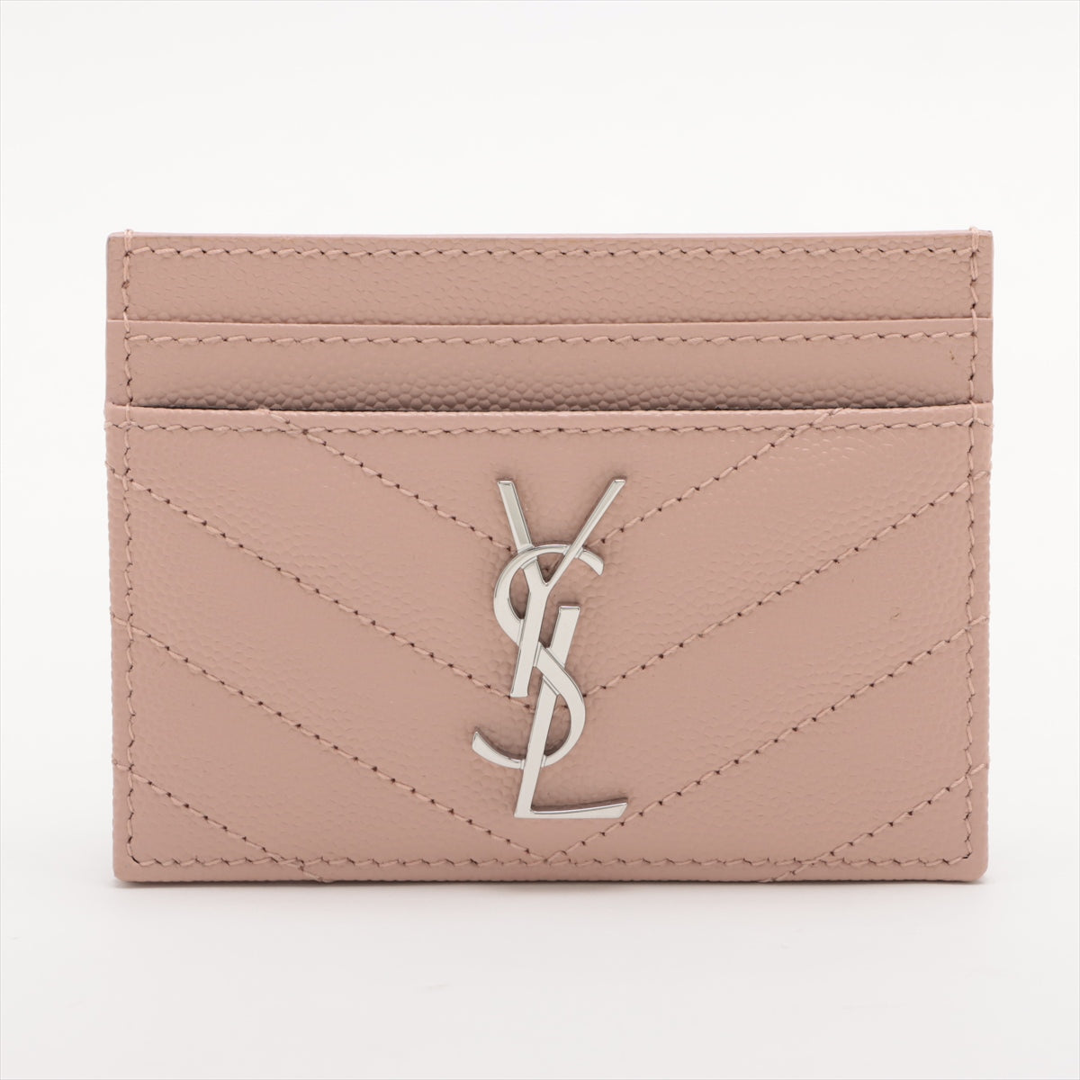 サンローラン モノグラム YSL レザー カードケース ピンクベージュ