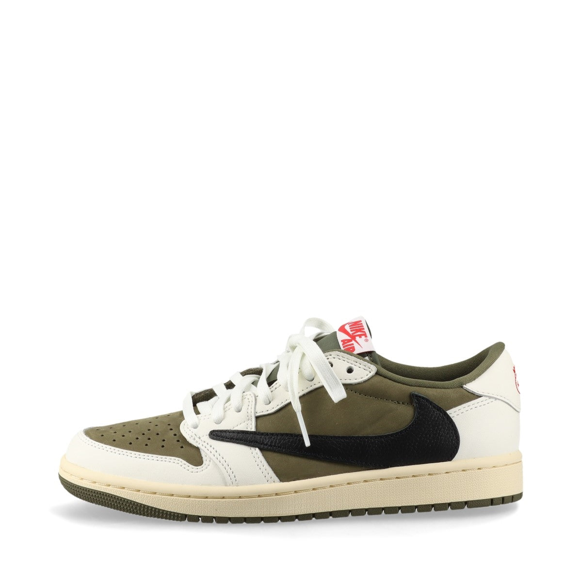 ナイキ×トラヴィススコット AIR JORDAN 1 LOW OG SP レザー スニーカー 24cm メンズ ホワイト×カーキ DM7866-200 替えヒモ有