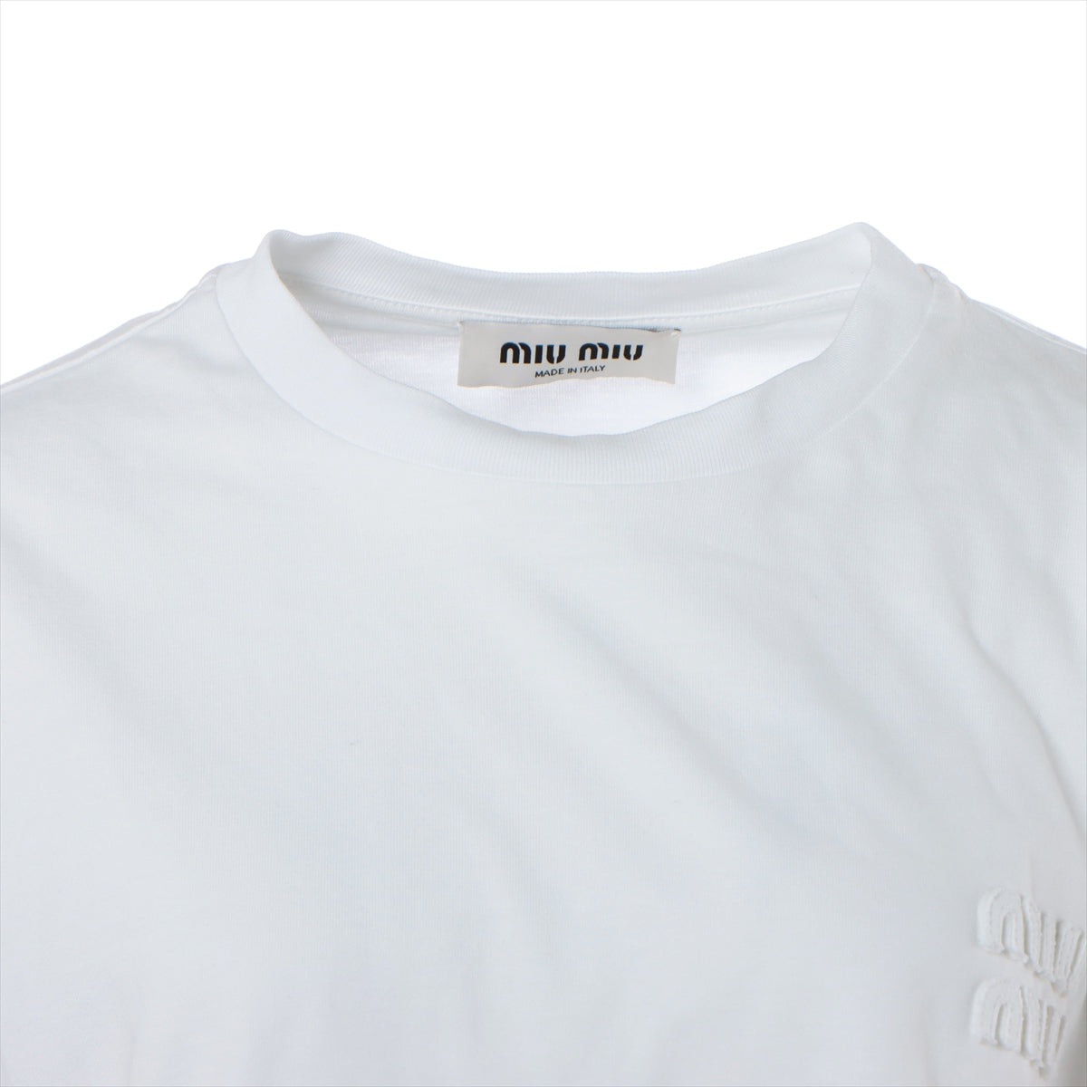 ミュウミュウ 22年 コットン Tシャツ S レディース ホワイト MJN381 ...