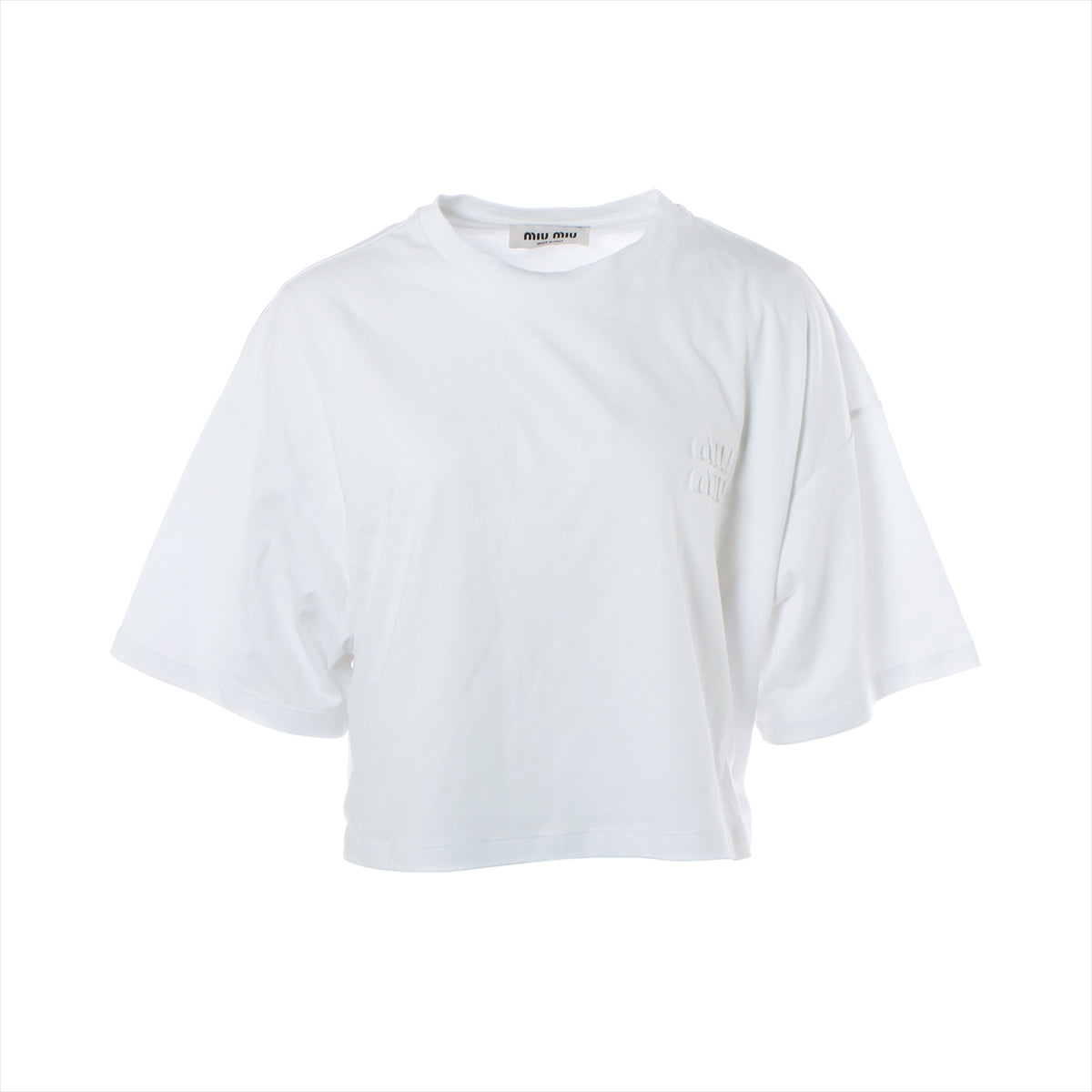 ミュウミュウ 22年 コットン Tシャツ S レディース ホワイト MJN381 クロップド
