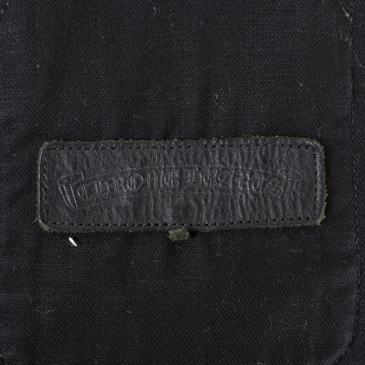 クロムハーツ デニムジャケット 素材不明 サイズS ブラック×シルバー クロスパッチ