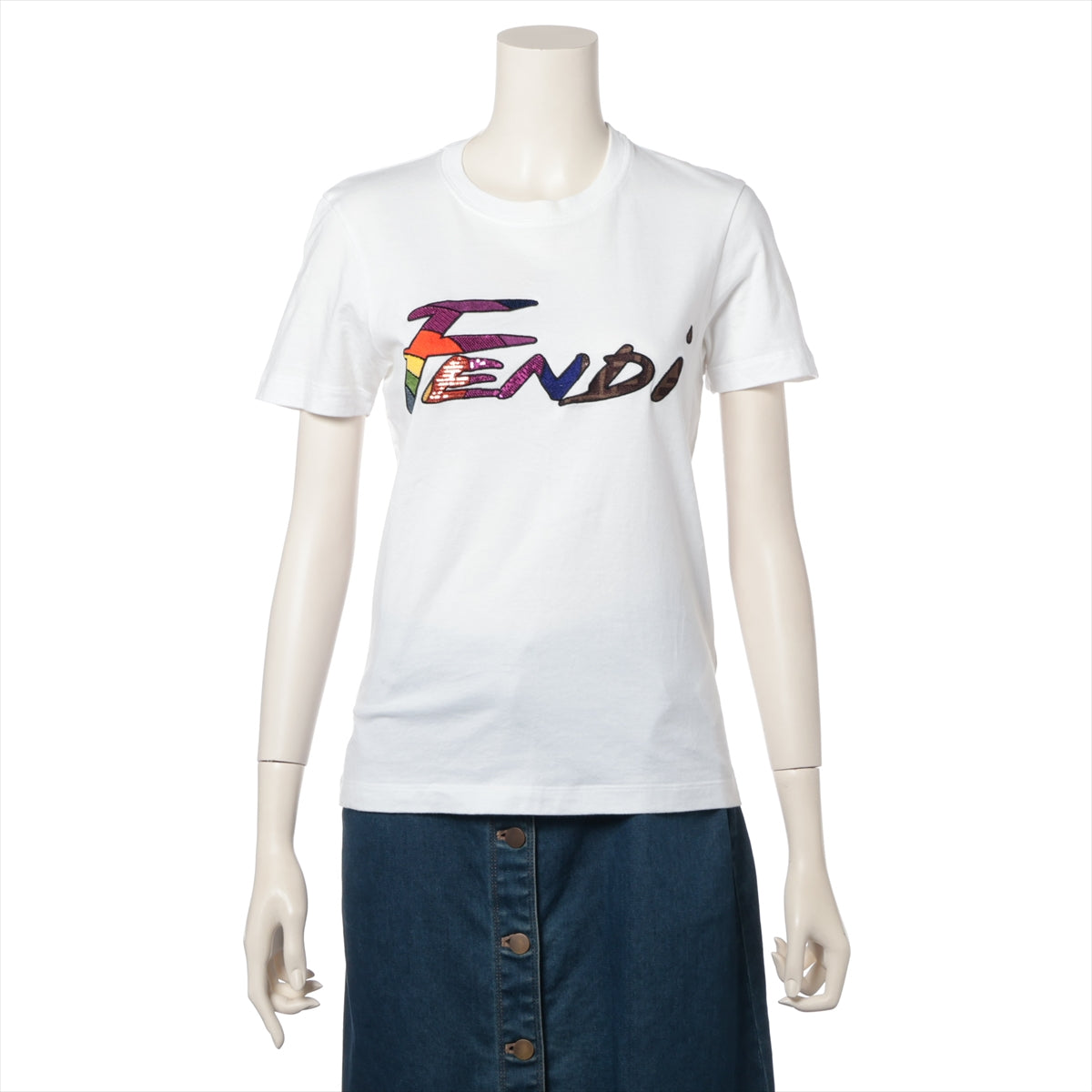 フェンディ 21年 コットン×レーヨン Tシャツ XXS レディース ホワイト  FS7254