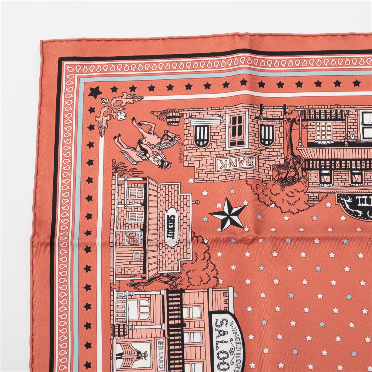 エルメス カレ55 Hermes Paris Station Bandana エルメス パリステーション バンダナ スカーフ シルク ピンク