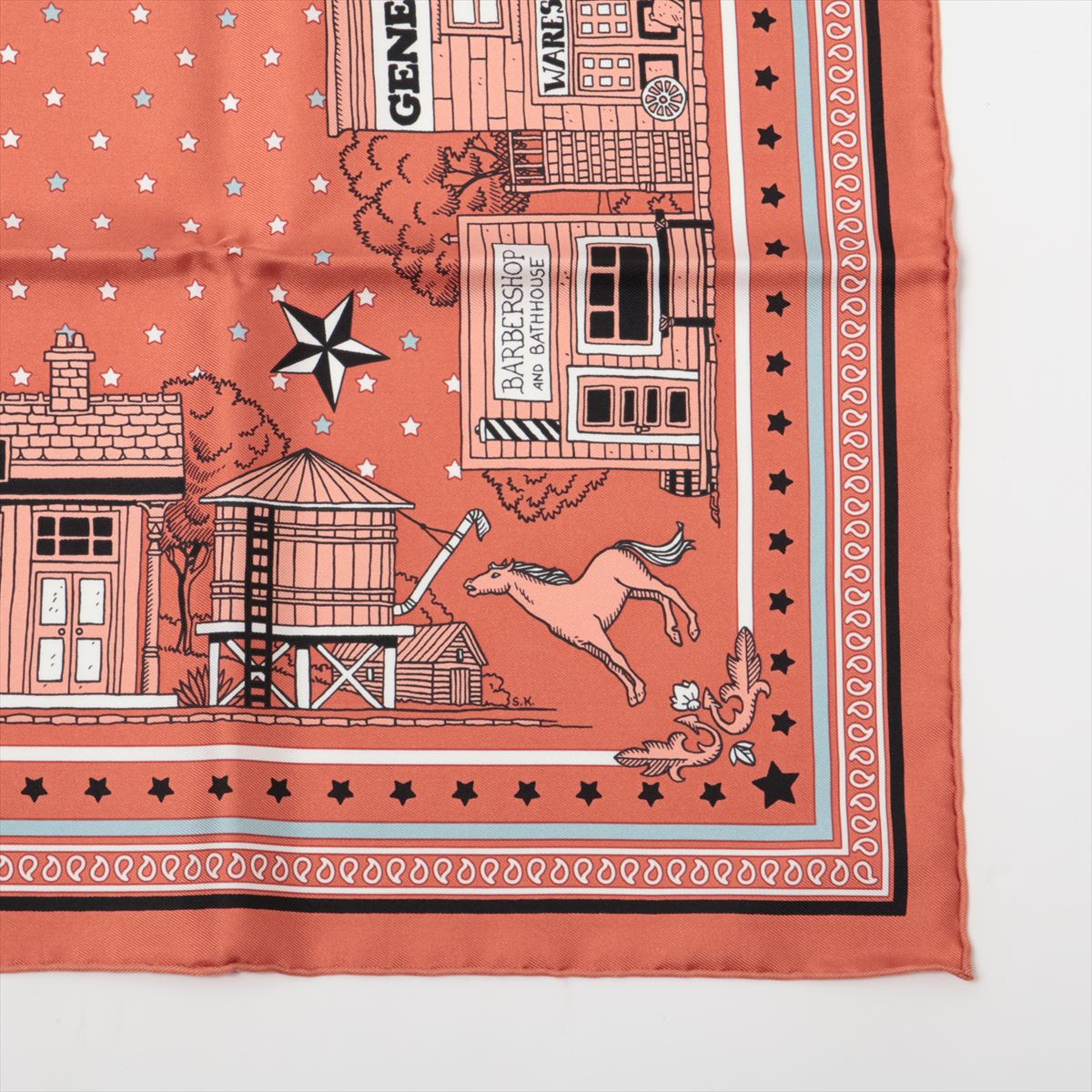 エルメス カレ55 Hermes Paris Station Bandana エルメス パリステーション バンダナ スカーフ シルク ピンク