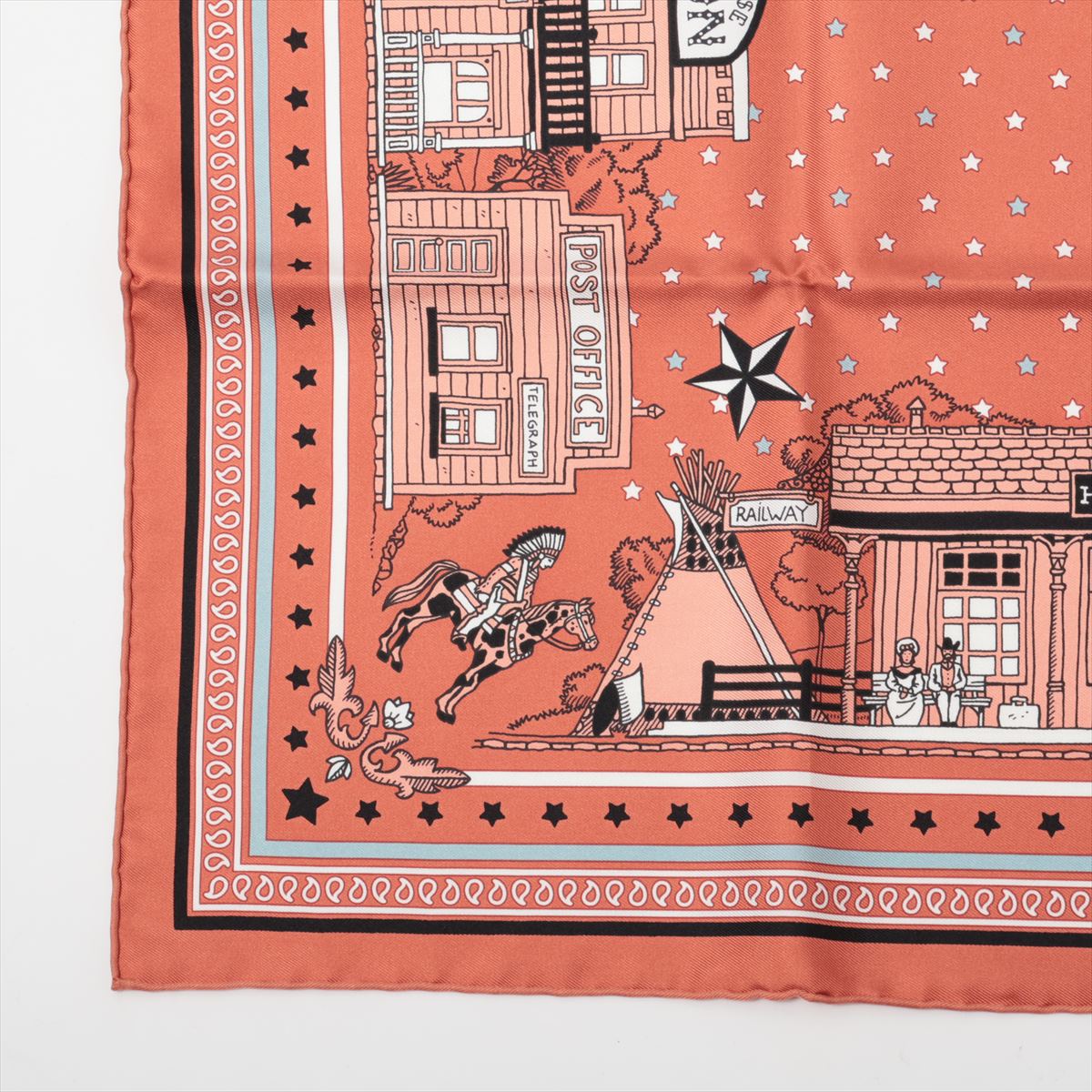 エルメス カレ55 Hermes Paris Station Bandana エルメス パリステーション バンダナ スカーフ シルク ピンク