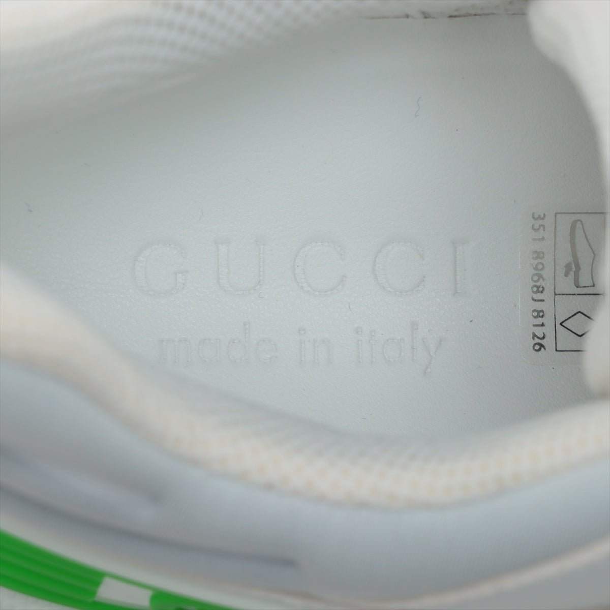 グッチ バスケット PVC×レザー スニーカー 7.5 メンズ ホワイト×グリーン GGスプリーム 替え紐 箱 保存袋あり