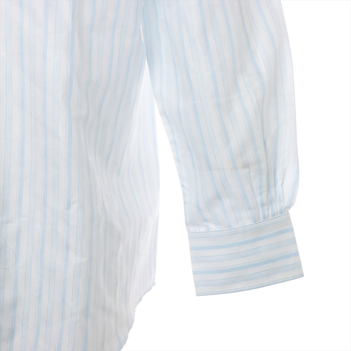 エルメス コットン シャツ 42 メンズ ブルー×ホワイト  セリエボタン