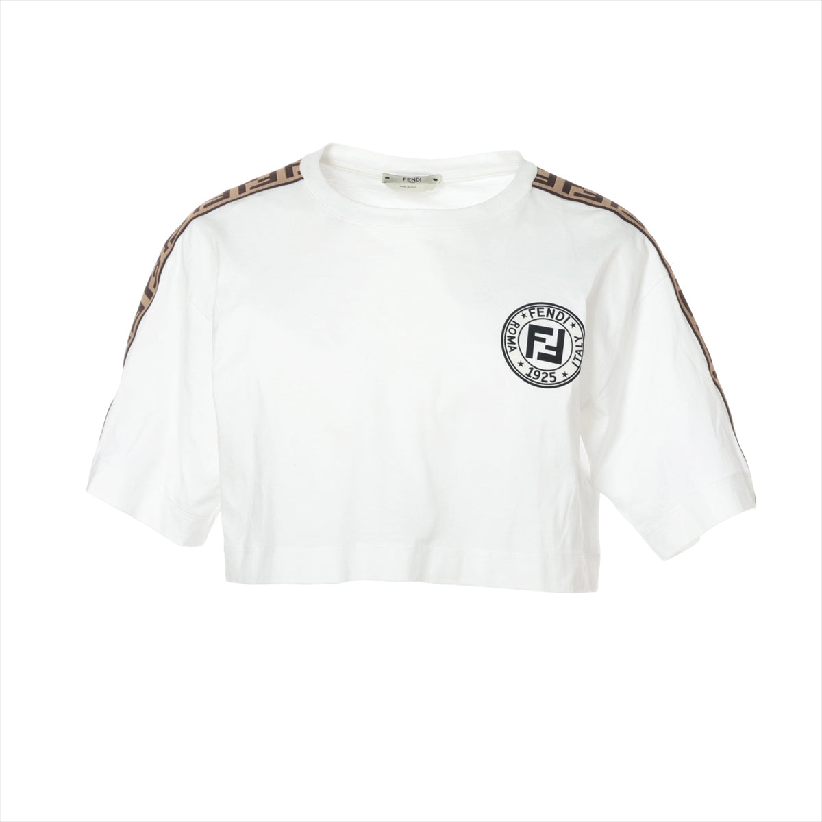 フェンディ ズッカ 20年 コットン Tシャツ XXS レディース ホワイト  クロップド FAF114