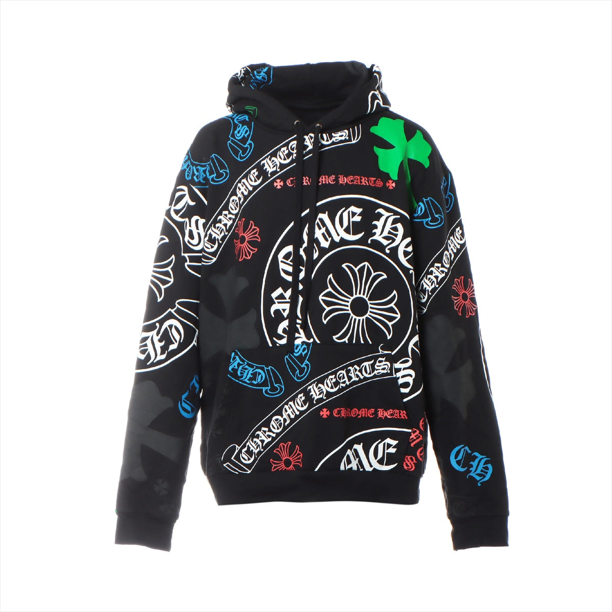 クロムハーツ パーカー コットン XL ブラック STENCIL HOODIE 総柄  オンライン限定｜xj014530｜中古ブランド品・ブランド古着通販｜ALLU（アリュー）