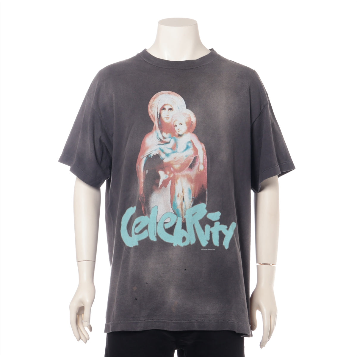 セントマイケル 24SS コットン Tシャツ L メンズ グレー  SM-YS8-0000-C39 CELEBRITY ダメージ加工 品質タグ変色 有 スレ有