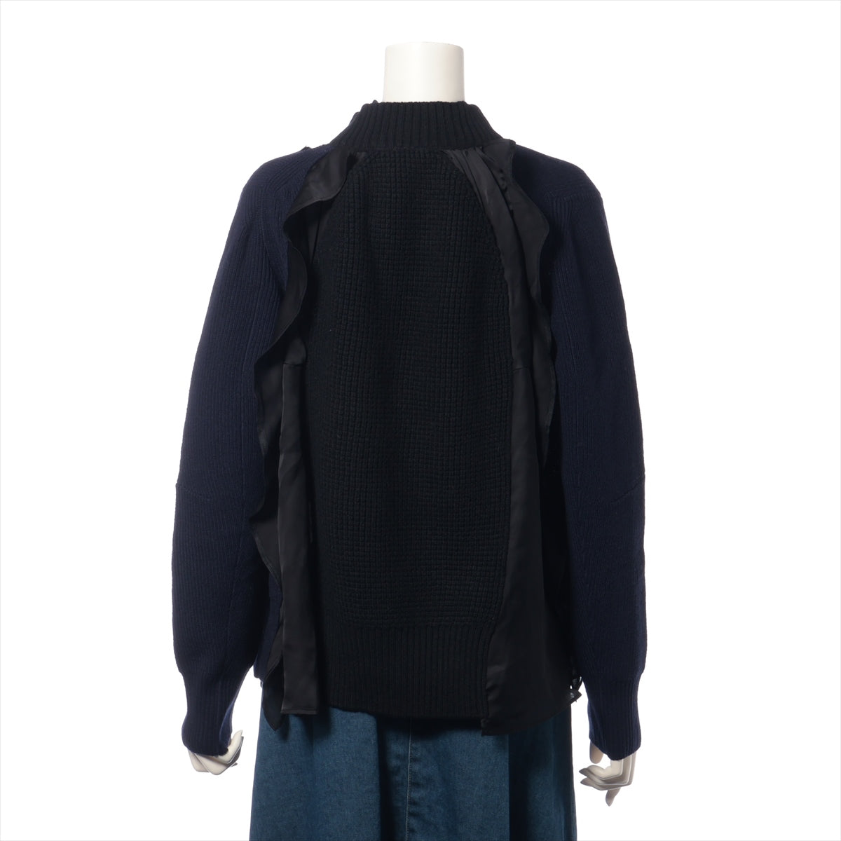 サカイ 19AW ウール×ポリエステル ニット 1 レディース ネイビー  19-04618