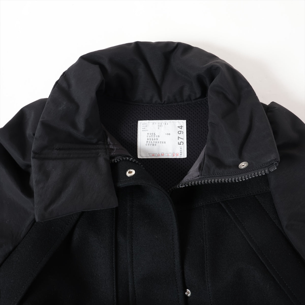 サカイ 21年 ウール×コットン×ナイロン ジャケット 2 レディース ブラック×パープル  21-05794 Wool Melton×Grosgrain Blouson